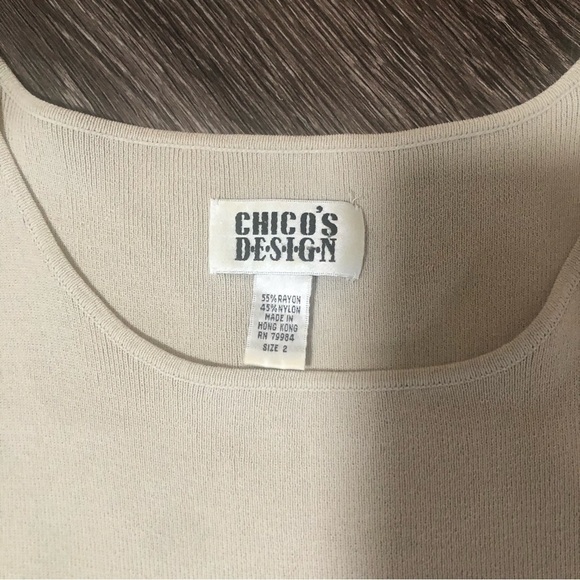 Chico's Design Ecru Ribbed Knit Sleeveless Tank Top, Size 2 (US Large) - Picture 3 of 3